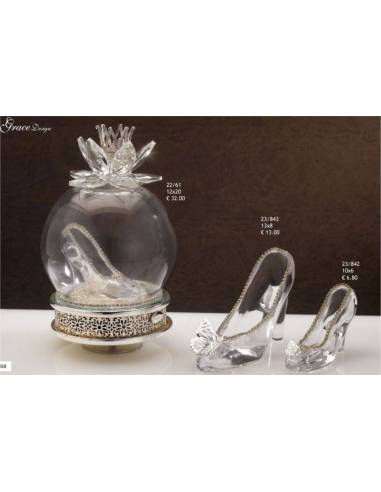 Bomboniere in vetro eleganti eleganti carillon e tacco scarpetta Grace Design