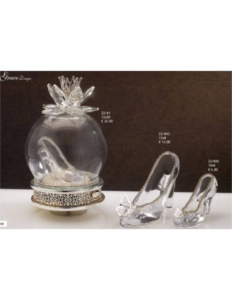 Bomboniere in vetro eleganti eleganti carillon e tacco scarpetta Grace Design