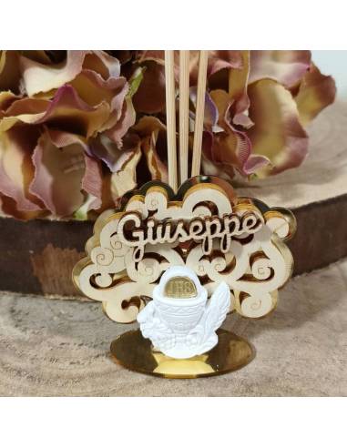 Albero della vita bomboniere profumatore ambiente calice JHS e nome personalizzato