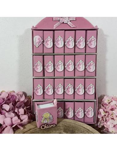 Portaconfetti Battesimo personalizzate bimba libro con libreria