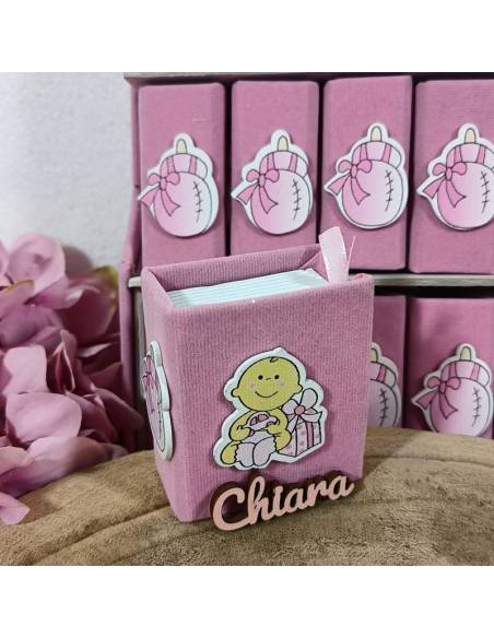 Portaconfetti Battesimo personalizzate bimba libro con libreria | Sindy Bomboniere