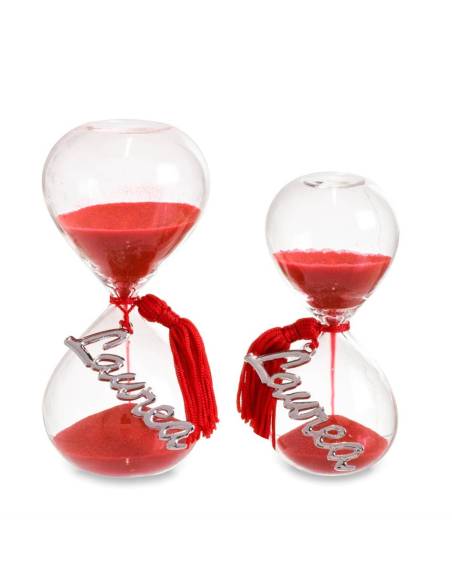 Bomboniere laurea clessidra ciondolo in metallo