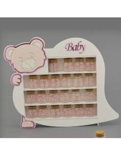 Bomboniere portaconfetti vasetti in vetro in mobiletto Melograno