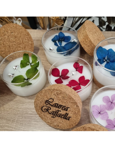 Bomboniere candele profumate particolari in vetro tappo personalizzato | Sindy Bomboniere