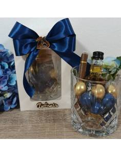 Bomboniere bottiglie liquore mignon e sigaro bicchiere in vetro