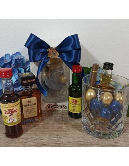 Bomboniere bottiglie liquore mignon e sigaro bicchiere in vetro | Sindy Bomboniere