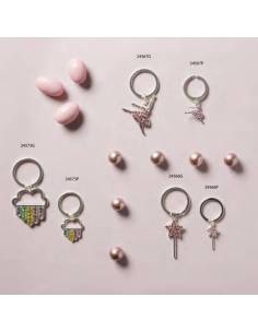 Bomboniere portachiavi argentati Claraluna Battesimo Comunione bimba