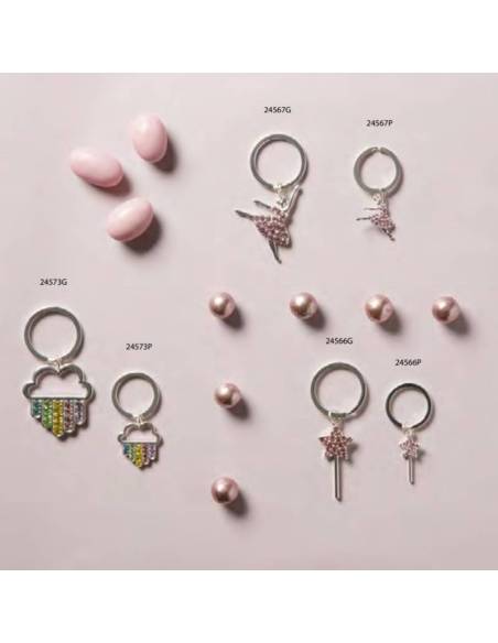 Bomboniere portachiavi argentati Claraluna Battesimo Comunione bimba