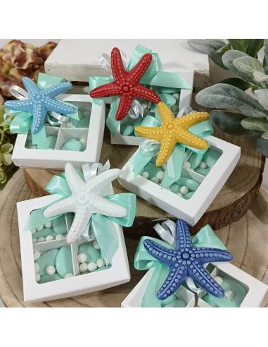 Bomboniere stella marina in ceramica confettata a colore