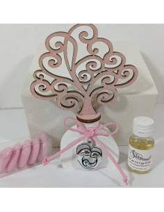 Bomboniere Battesimo profumatore Albero della Vita rosa, delicato ed elegante
