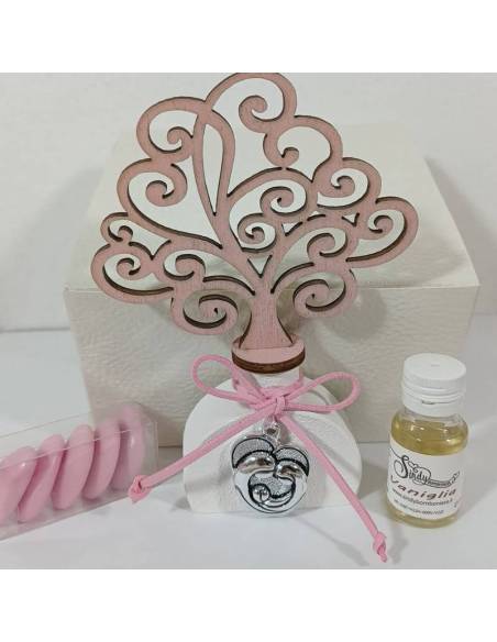 Bomboniere Battesimo profumatore Albero della Vita rosa, delicato ed elegante