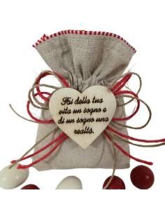 Sacchetti Cresima juta cuore frase originale