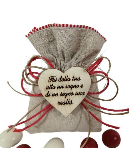 Sacchetti Cresima juta cuore frase originale