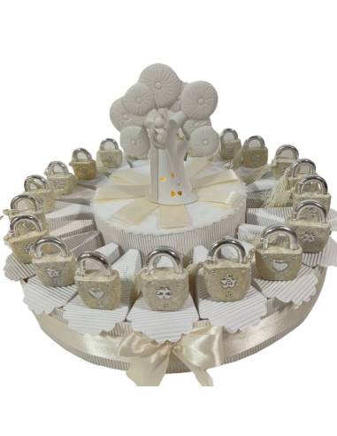 torta bomboniere promessa di matrimonio lucchetti madre perla