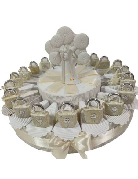 torta bomboniere promessa di matrimonio lucchetti madre perla