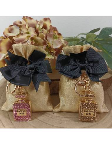 Sacchetti portaconfetti bomboniere portachiavi boccetta profumo con strass