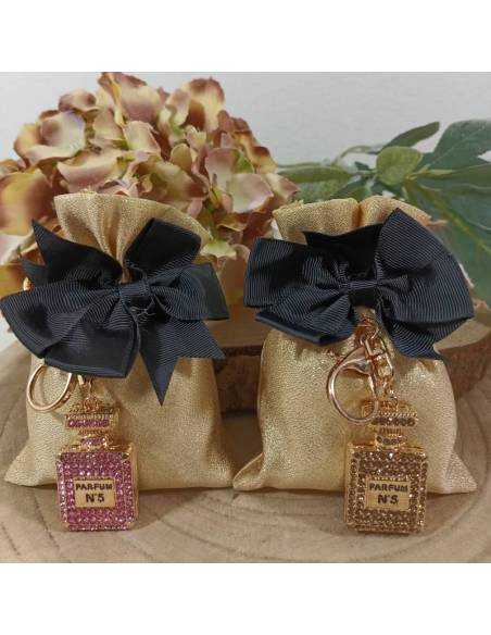 Sacchetti portaconfetti bomboniere portachiavi boccetta profumo con strass