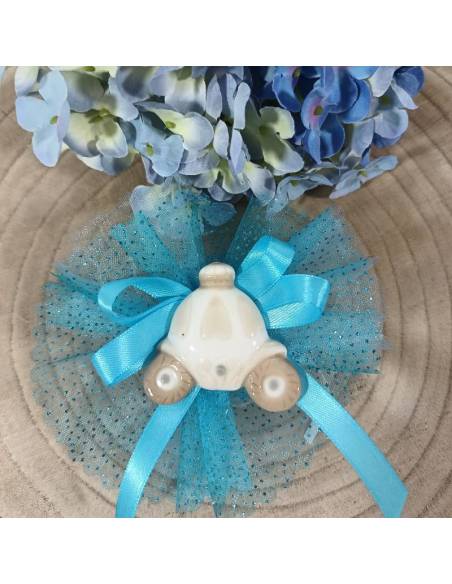 Bomboniere Battesimo sacchetti portaconfetti calamite carrozza