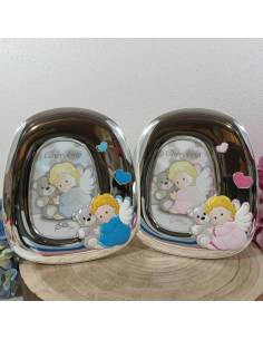 Cornici portafoto argentate bomboniere angioletti Battesimo