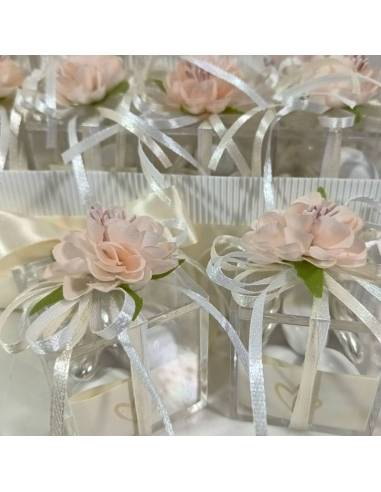 Bomboniere Matrimonio scatole portaconfetti in plexiglass decoro tema floreale | Sindy Bomboniere