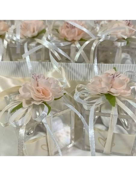Bomboniere Matrimonio scatole portaconfetti in plexiglass decoro tema floreale | Sindy Bomboniere