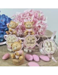 Bomboniere Battesimo bimba orsetti vasetti portaconfetti