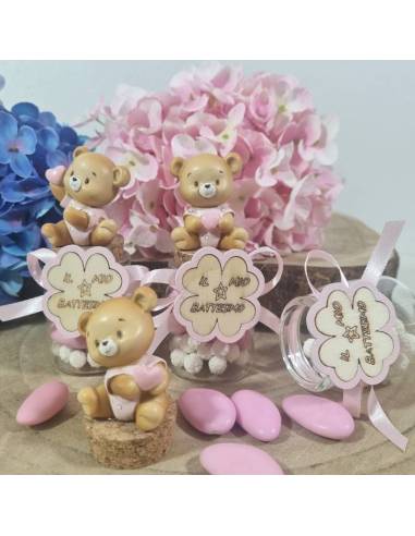 Bomboniere Battesimo bimba orsetti vasetti portaconfetti
