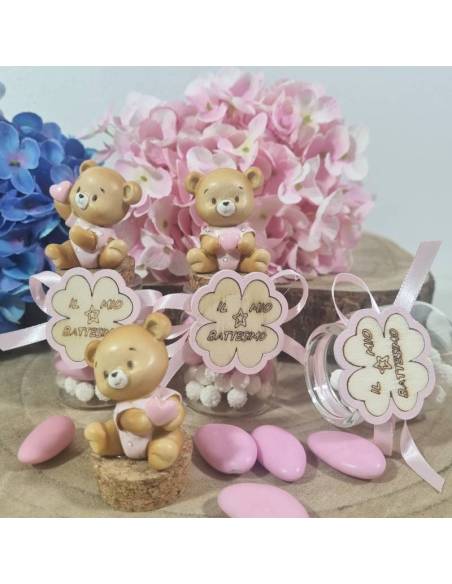 Bomboniere Battesimo bimba orsetti vasetti portaconfetti