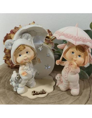 Bomboniere lampade led mezza luna statuina con ombrello nome personalizzato