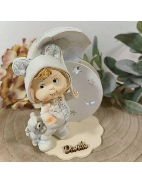 Bomboniere lampade led mezza luna statuina con ombrello nome personalizzato | Sindy Bomboniere