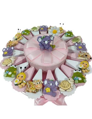 Torta bomboniera animaletti del prato a calamita