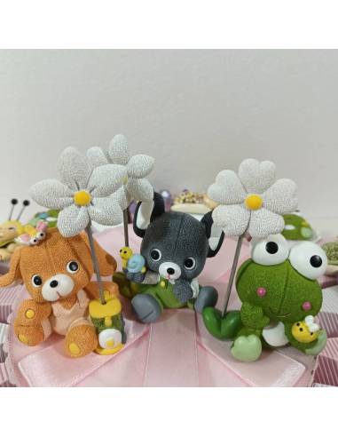 Torta bomboniera animaletti del prato a calamita| Sindy Bomboniere