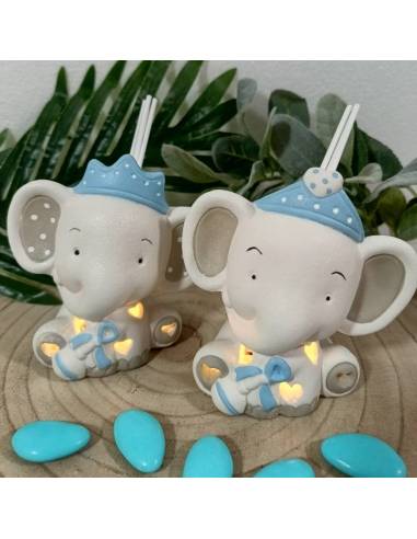Elefante bomboniera Battesimo profumatore bambino completo