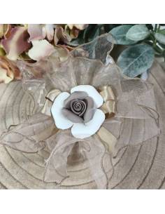 Bomboniere Matrimonio fiore in ceramica capodimonte bicolore