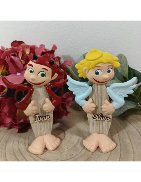 Bomboniere Battesimo Madrhélen angelo e diavoletto