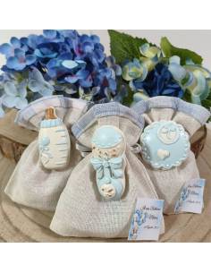 Bomboniere Battesimo bimbo con calamite completi di confetti