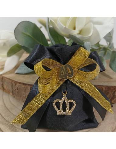 Sacchetti portaconfetti economici bomboniere compleanno corona dorata con strass