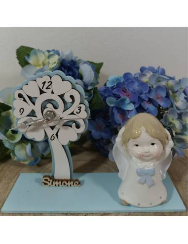 Bomboniere Battesimo personalizzate orologio albero della vita angeli
