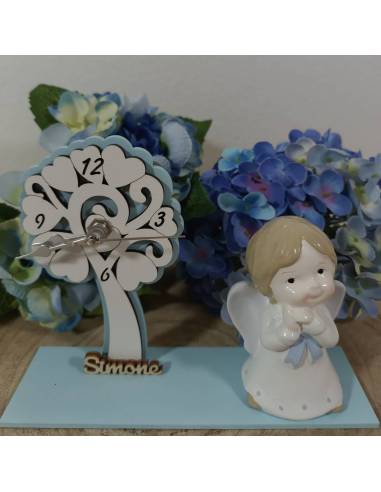 Bomboniere Battesimo personalizzate orologio albero della vita angioletti