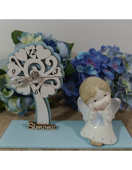 Bomboniere Battesimo personalizzate orologio albero della vita angeli