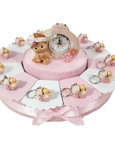 Torta bomboniere Battesimo bimba portachiavi carrozzina