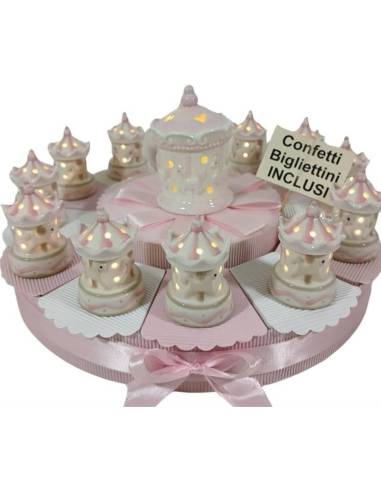 Torta di bomboniere Battesimo bimba giostrina con cavalli