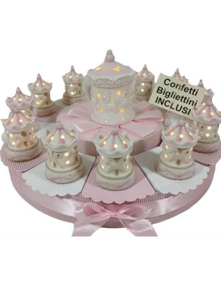 Torta di bomboniere Battesimo bimba giostrina con cavalli