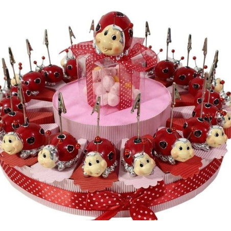 Torta bomboniere offerta mongolfiere clip farfalline e coccinelle| Sindy Bomboniere