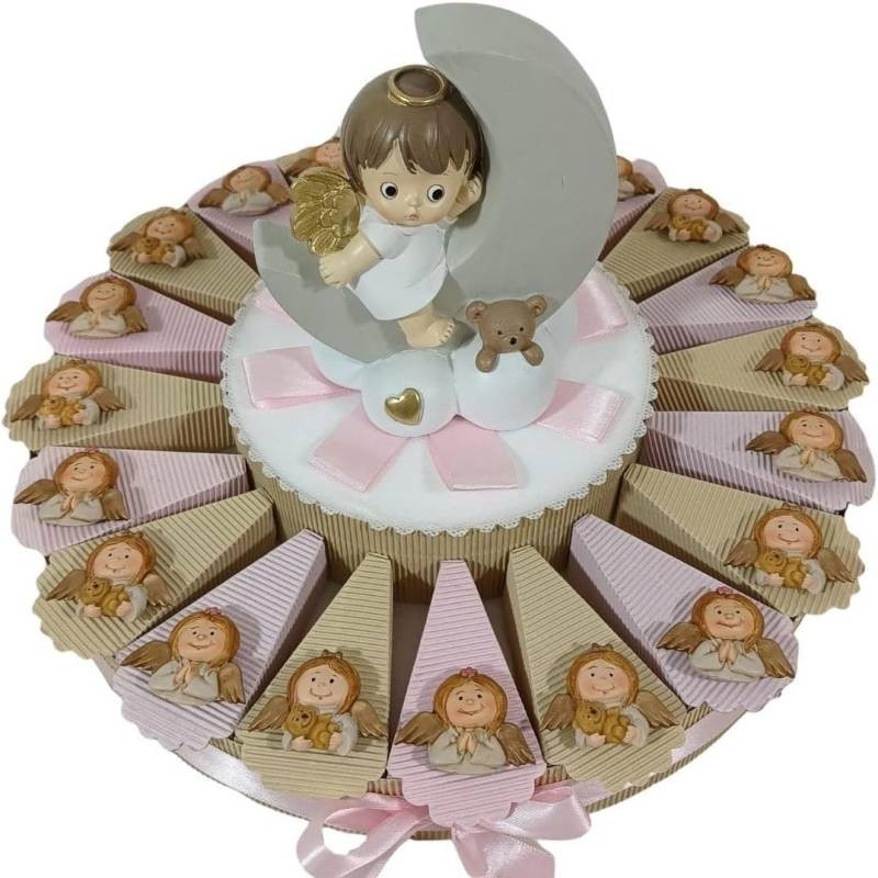Torta bomboniere Battesimo Nascita angioletti calamite