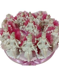 Torta bomboniere ballerine in porcellana lucida su campane