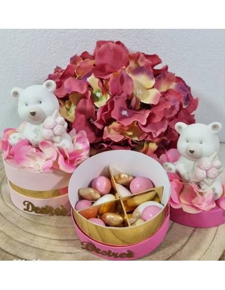 Bomboniere Battesimo orsetti in ceramica scatola degustazione confetti