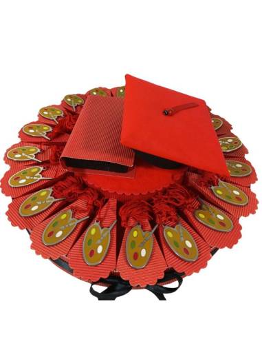 TORTA BOMBONIERE LAUREA tavolozza con nappa rossa FACOLTA' ARTISTICHE