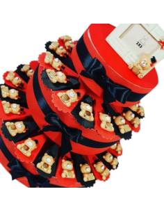 TORTA BOMBONIERA LAUREA orsetti magneti con tocco e libricino dorato