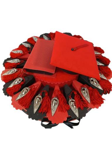 TORTA BOMBONIERA per laurea porta confetti con microfusione CAPPELLO di laurea spedizione inclusa con nappina